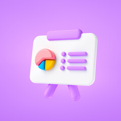 3D Business finance report, marketing presentation icon, business research and statistics on the dashboard. 3d render illustration