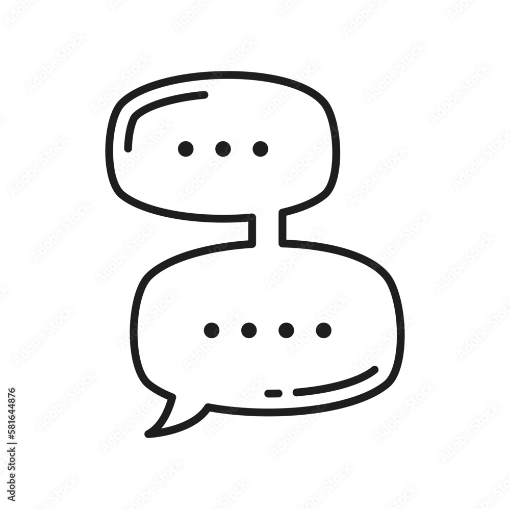 Poster outline double chat box, conversation or communication frame talk say speech bubble isolated outline