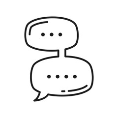 Outline double chat box, conversation or communication frame talk say speech bubble isolated outline icon. Vector speech balloon chat, comment or gossip