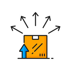 Inventory control color ERP icon. Vector business management, enterprise resource planning infographics, box with arrows, delivery cargo control