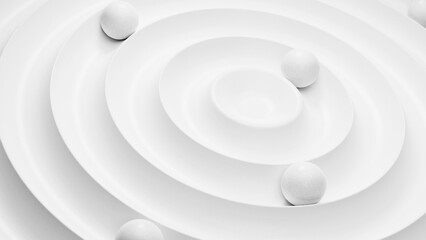 抽象的な白のボールの運動。3DCG
