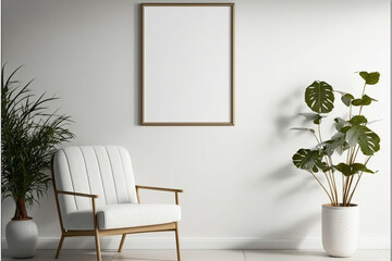Empty horizontal frame mockup in modern minimalist
