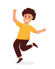 character boy happy dance movements isolated