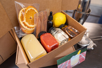 DIY cocktail making kit overhead view