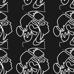Exquisite Hand-Drawn Vector Illustrations Seamless pattern Bundle. Minimalistic Abstract Faces, Hands, and Shapes in Contemporary Silhouette Style, Seamlessly Crafted for Stunning Results.