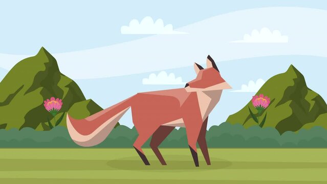fox animal spring season animation