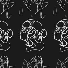 Exquisite Hand-Drawn Vector Illustrations Seamless pattern Bundle. Minimalistic Abstract Faces, Hands, and Shapes in Contemporary Silhouette Style, Seamlessly Crafted for Stunning Results.