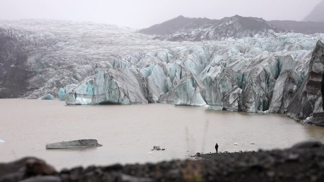 Svinafellsjokull Glacier On Lake During Daytime
