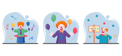 Fototapeta premium April Fools Flat Bundle Design Illustration