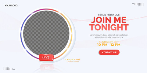 Instagram Post template to promote instagram live video.