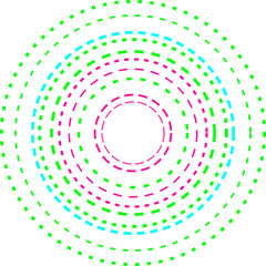 An abstract transparent dashed concentric circle design element.