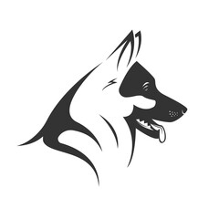 German shepherd dog head design isolated on transparent background. Pet. Animals.