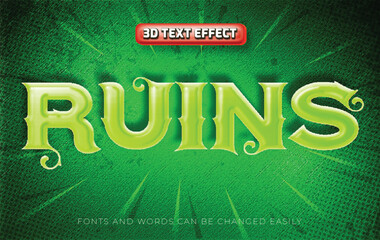 Ruins green 3d editable text effect style