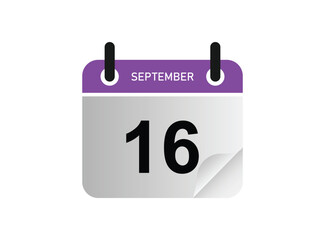 16th September calendar icon. September 16 calendar Date Month icon vector illustrator. calendar logo.