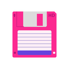 Retro diskette, floppy disk. Cartoon trendy vector illustration.