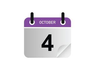 4th October calendar icon. October 7 calendar Date Month icon vector illustrator. calendar logo.