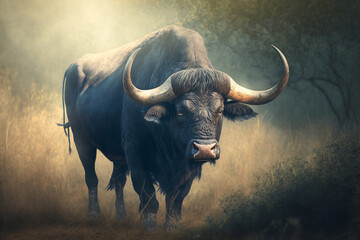 Naklejka premium African buffalo in the wild made by generative ai