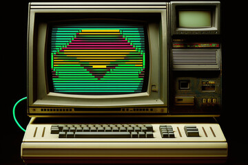 vintage computer monitor made by generative ai