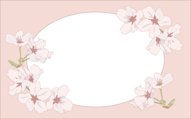 桜のレトロな楕円フレーム
