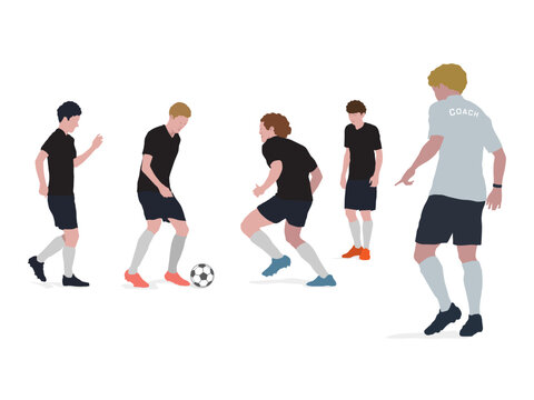 Coach Training Football Players in illustration graphic vector