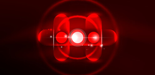 Abstract glowing neon light techno circles background