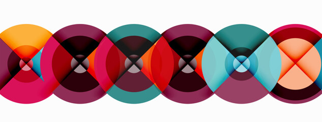 Circles with shadows trendy minimal geometric composition abstract background