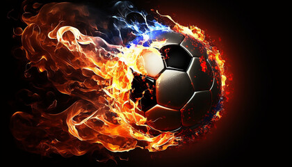 Soccer Ball with Fire Effects Background Wallpaper