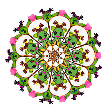 Cute Circular Colored Mandala  