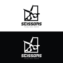 Fototapeta premium Scissors Logo, Cutting Tools Vector, Barbershop Razor Scissors Simple Design, Illustration Template Icon