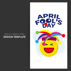 Vector illustration of Happy April Fools' Day social media story feed mockup template
