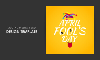 Vector illustration of Happy April Fools' Day social media story feed mockup template
