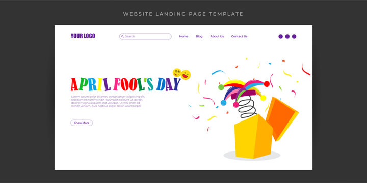 Vector illustration of Happy April Fools' Day Website landing page banner mockup Template