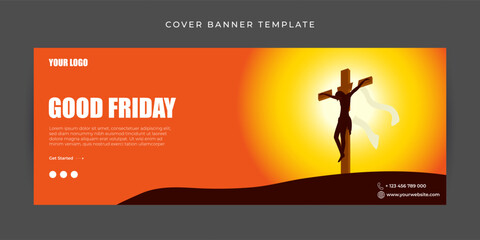 Vector illustration of Good Friday Facebook cover banner mockup Template