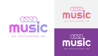 Music Lettering Logo. Letter M Music Logo Design. M Letter Logo Design Template