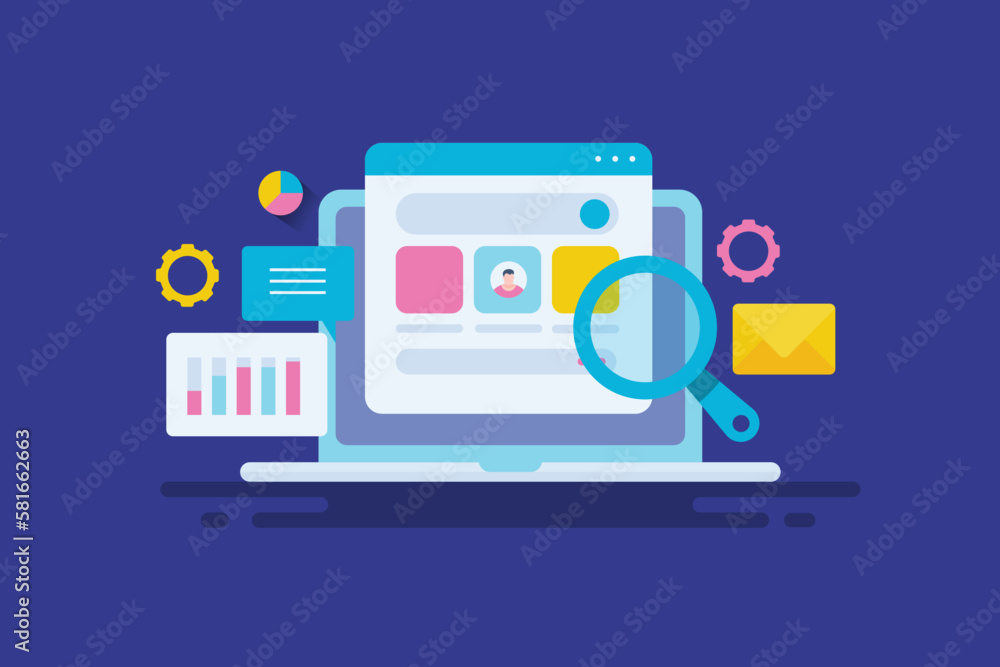 Poster website analytics business intelligence software, seo optimization and digital marketing data dashbo