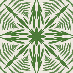 Isometric Pattern Green Floral Leaf Background