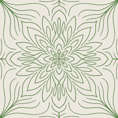 Isometric Pattern Green Floral Leaf Background