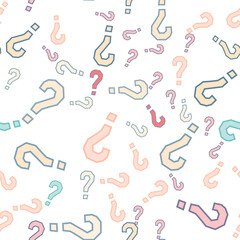 Quiz seamless pattern. Question marks, doubt, faq