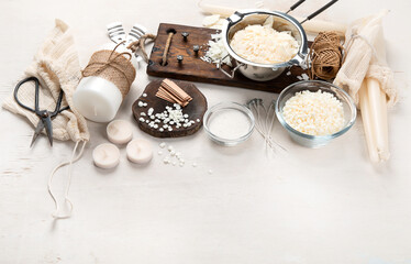 Set for homemade natural eco soy wax candles