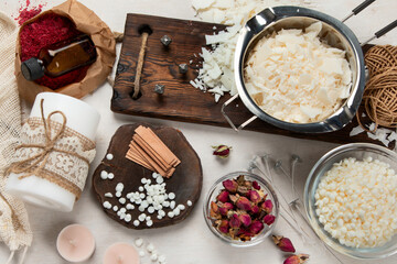 Homemade candle ingredients.