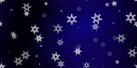 Fototapeta na wymiar Falling Snowflakes seamless pattern flying snow