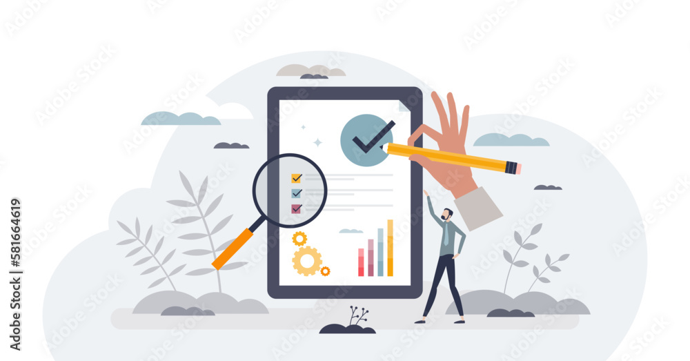Poster seo checklist work or search engine optimization management tiny person concept, transparent backgro