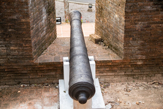 Ancient Cannons Are Decorated In The Park.