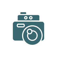 vintage digital camera icon. Filled vintage digital camera icon from technology collection. Glyph vector isolated on white background. Editable vintage digital camera symbol can be used web and mobile