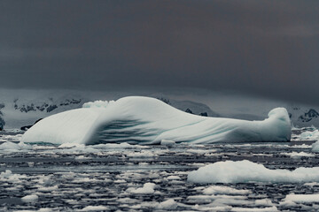 Smoothe Surface of Iceberg in Antarctica on Moody Day