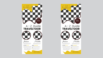 Travel roll up banner paper poster set business flyer social media post face book cover logo.