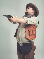 That doesnt look too hard to hit...A hapless overweight cowboy shooting his pistol while closing...