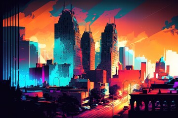 colorful business building background, generative ai
