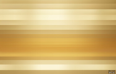 Gold background. Abstract light gold metal gradient. Shiny golden stripes texture background. Gold geometric texture wall with light reflections. Yellow wallpaper. 3D Vector illustration.