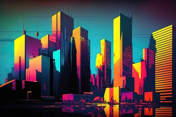 colorful business building background, generative ai